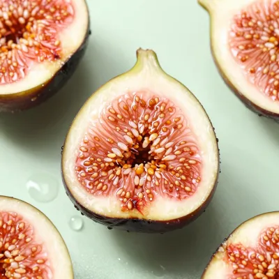 Cross-Section of a Fig with Golden Seeds - Food - AI generated image