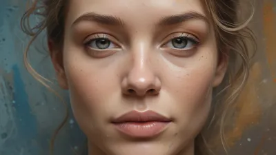 Freckled Face Close-up Soft Skin - Portrait - AI generated image