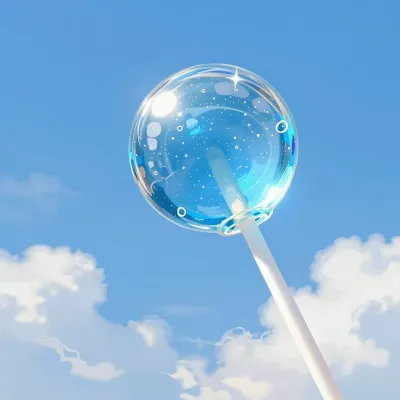 Crystal-Blue Lollipop Floating in Sky - Food - AI generated image