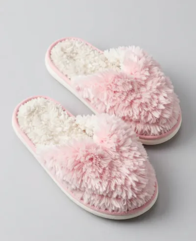 Cozy Heart-Shaped Slippers Plush and Fluffy - Footwear - AI generated image