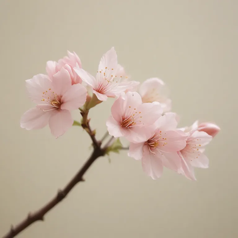 Cherry Blossoms Softly Lit with Golden Glow - Flora - AI generated image