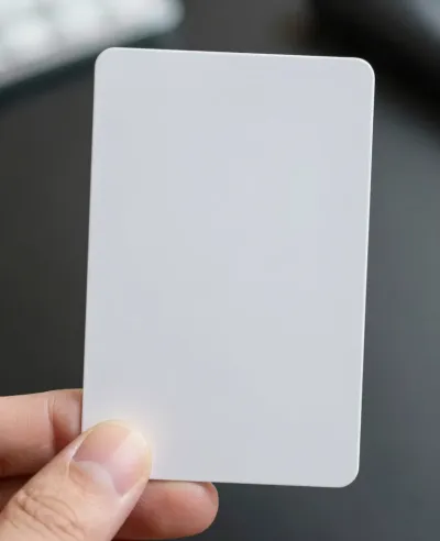 Frosted White Card Held by Hand - Product - AI generated image