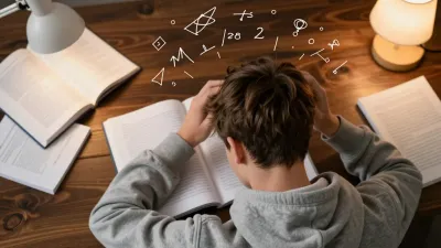 Student Studying Late at Desk - Education - AI generated image