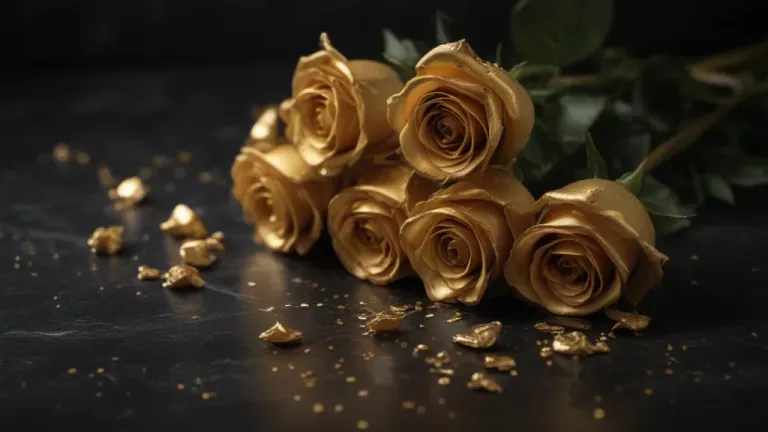 Golden Roses Metallic Sheen Luxury - Flowers - AI generated image