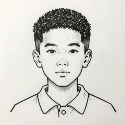 Curly Afro Boy Portrait with Soft Lighting - Portrait - AI generated image