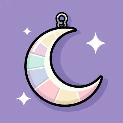 Pastel Crescent Moon Charm Reflective - Jewelry - AI generated image