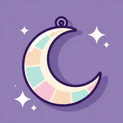 Crescent Moon Charm with Pastel Squares - Jewelry - AI generated image