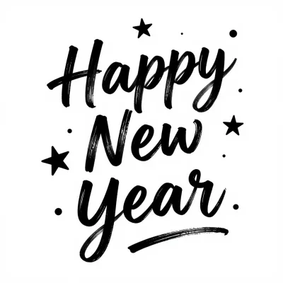 Happy New Year Brushstroke Text - Typography - AI generated image