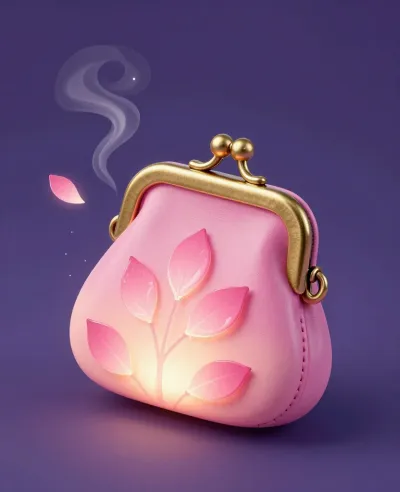 Glowing Pink Satchel with Embossed Leaves - Fashion - AI generated image