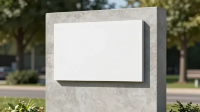 Concrete Monolith Sign with Embedded Panels - Architecture - AI generated image