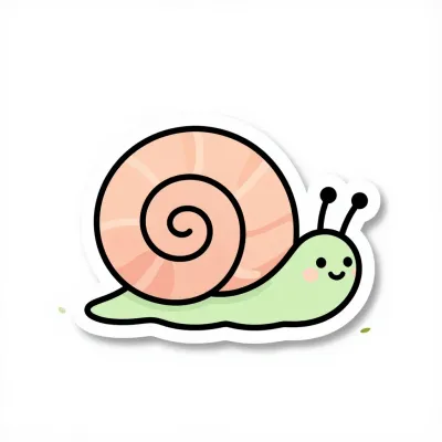 Snail with Peach Shell and Green Body - Animal - AI generated image