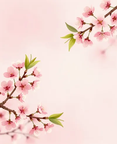 Cherry Blossom Branch Sweeping Diagonally - Flora - AI generated image