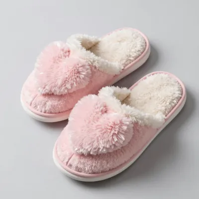 Cozy Heart Slippers Plush Pink - Footwear - AI generated image