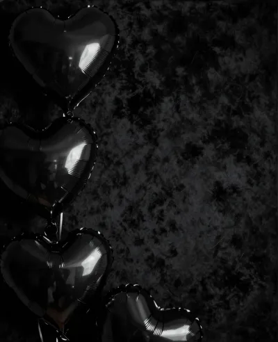 Glossy Heart Balloons in Low Light - Event - AI generated image