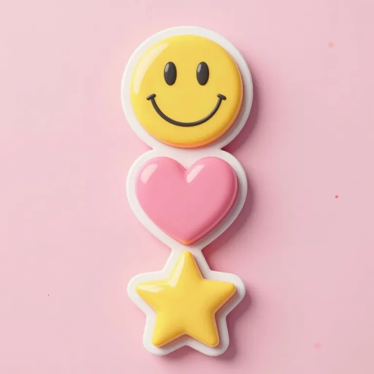 Smiley Emoji with Heart and Star Floating - Emoticons - AI generated image
