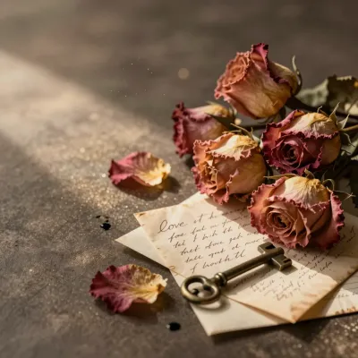 Withered Roses and Handwritten Letter - Flowers - AI generated image