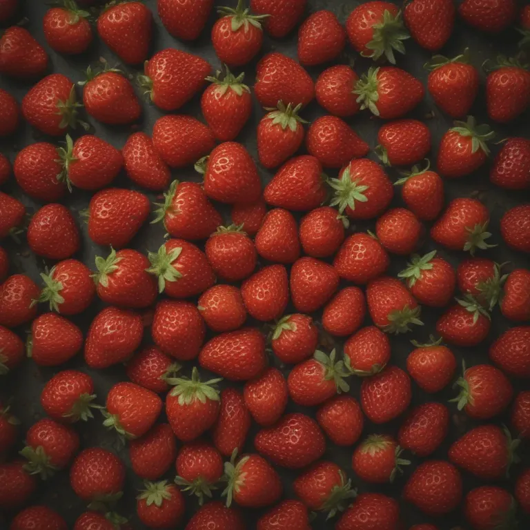 Ripe Strawberries Tightly Packed with Rough Texture - Food - AI generated image