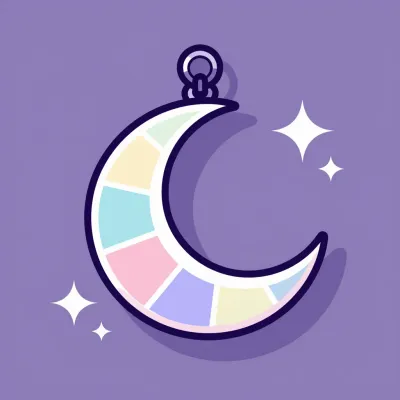 Glossy Crescent Moon Charm with Pastel Colors - Jewelry - AI generated image