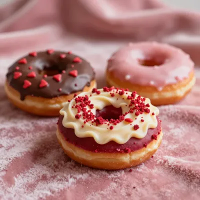 Velvet Crush Donuts with Glossy Toppings - Food - AI generated image