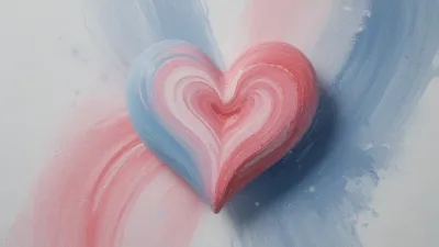 Glossy 3D Heart with Paint Strokes - Abstract - AI generated image