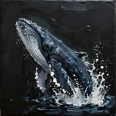 Breaching Whale Dynamic Splash - Wildlife - AI generated image