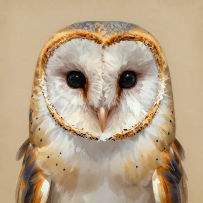 Barn Owl Front View with Detailed Plumage - Bird - AI generated image
