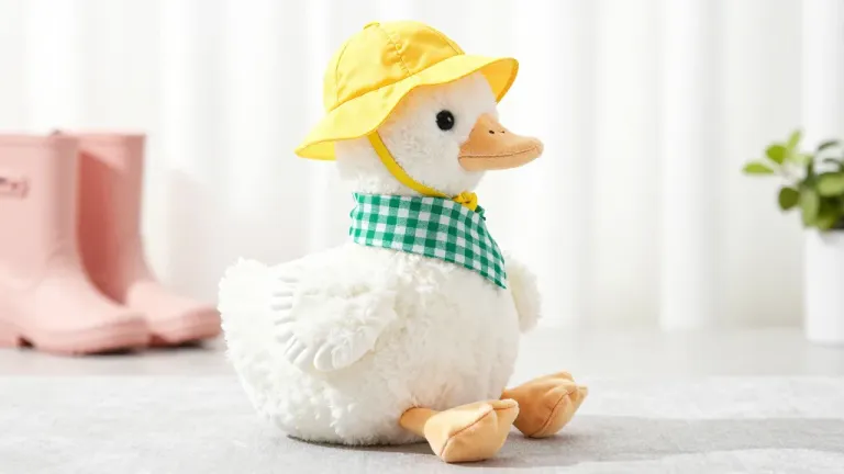 Plush Duck with Yellow Hat and Green Scarf - Plush - AI generated image