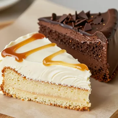 Cheesecake Slice with Caramel Drizzle - Food - AI generated image