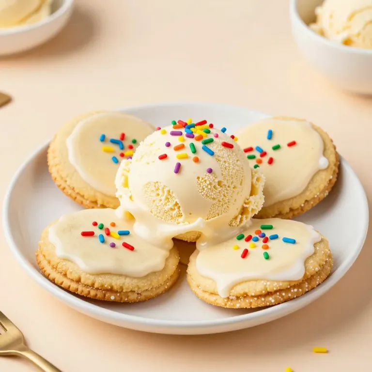 Sugar Cookies with Ice Cream and Sprinkles - Food - AI generated image