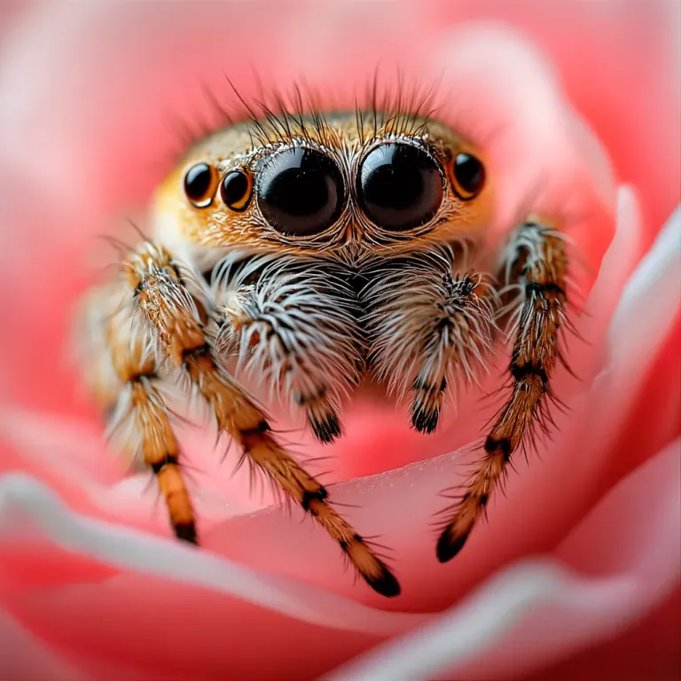 Golden Spider in Flower Close-Up - Wildlife - AI generated image