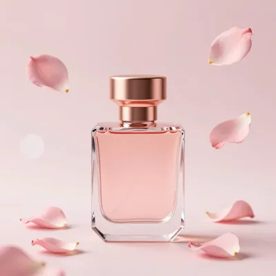 Crystal Perfume Bottle with Rose Gold Cap - Beauty - AI generated image
