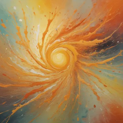 Swirling Vortex of Orange and Yellow Paint - Abstract Art - AI generated image