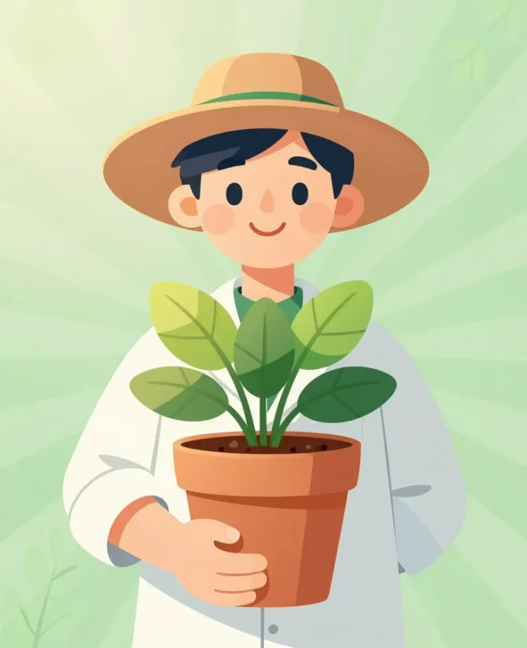 Botanist Holding Potted Plant - People - AI generated image