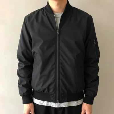 Black Bomber Jacket Smooth Texture - Fashion - AI generated image