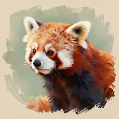 Red Panda Half-Turn Soft Fur Texture - Wildlife - AI generated image