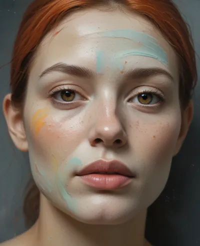Impasto Painted Face with Red Hair - Portrait - AI generated image