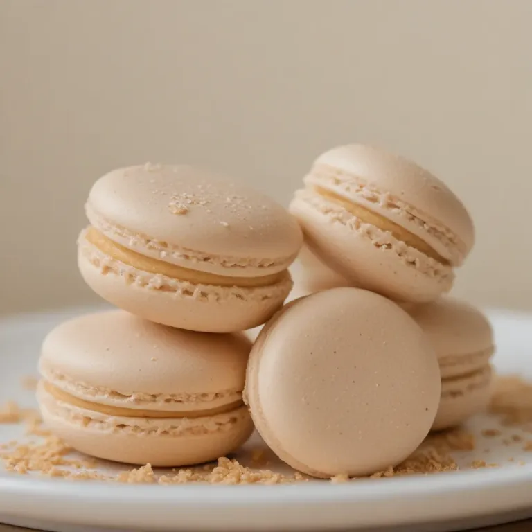 Champagne Macarons Stacked with Crumbs - Food - AI generated image