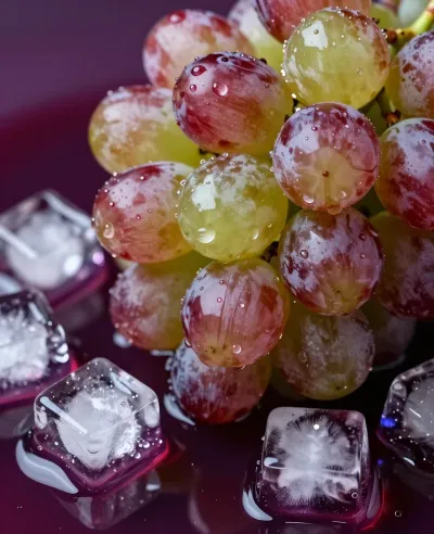 Grapes with Ice Cubes on Dark Background - Food - AI generated image