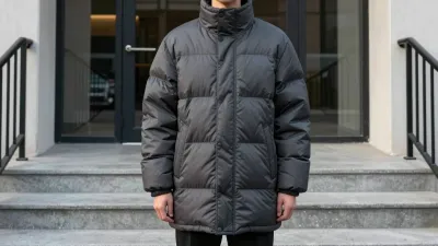 Person in Dark Gray Puffer Coat on Stone Steps - Fashion - AI generated image