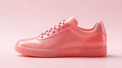 Acrylic Sneakers Displayed on Pale Pink Background - Footwear - AI generated image