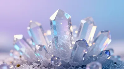 Iridescent Ice Crystals Reflecting Soft Light - Minerals - AI generated image