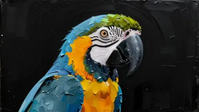 Impasto Painted Parrot Bust - Art - AI generated image
