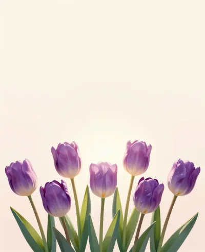 Lavender Tulips Blooming in Soft Light - Flowers - AI generated image
