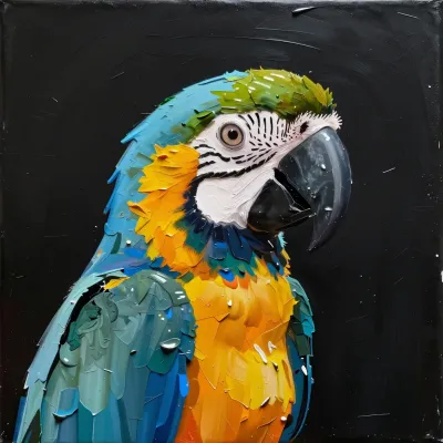 Color-Block Parrot Bust with Glossy Finish - Art - AI generated image