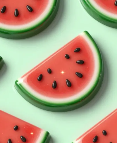 Glossy Watermelon Slice Candy Close-Up - Food - AI generated image
