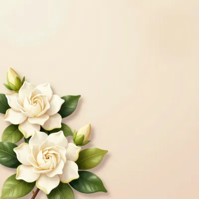 Creamy Gardenia Corner Framing - Flowers - AI generated image