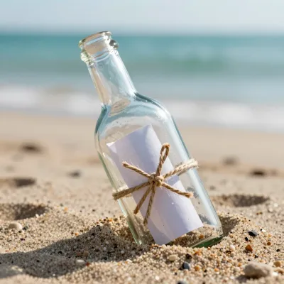 Message in a Bottle on Sandy Beach - Beach - AI generated image