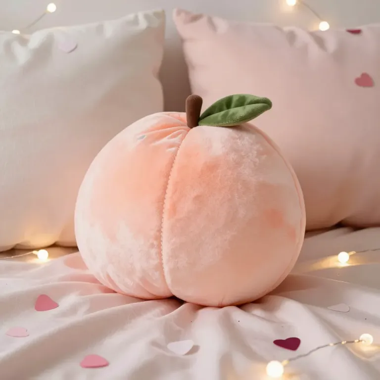 Peach-Shaped Plush Pillow Softly Lit - Furniture - AI generated image