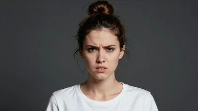 Angry Woman in White T-shirt - Portrait - AI generated image