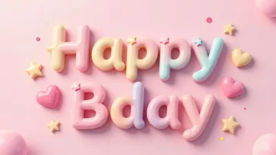 Pastel Happy Birthday Greeting - Typography - AI generated image